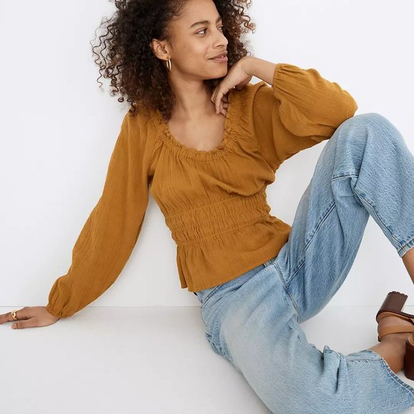 Madewell Sophia Top in Textured Plaid - Picture 3 of 5